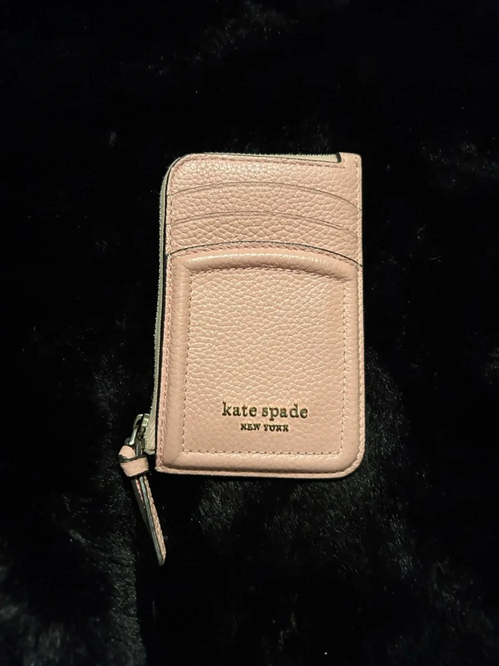 kate spade ♠️ Knott blush pink leather card & key holder with zipper
